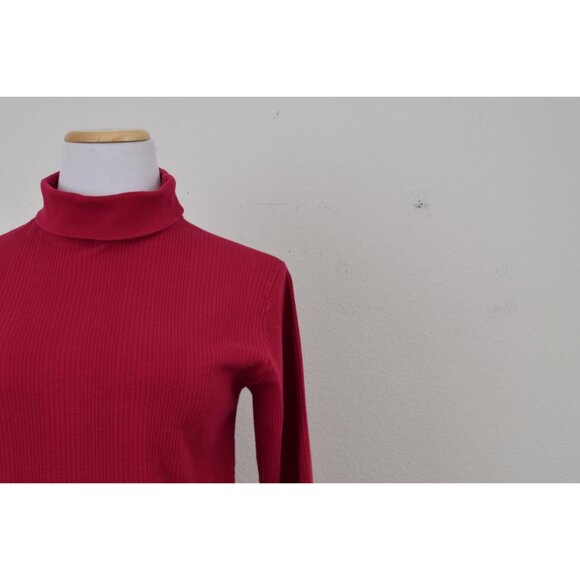 Vintage 90s Crimson Red Turtle Neck  shirt |‎ size L 14-16 - Picture 9 of 10